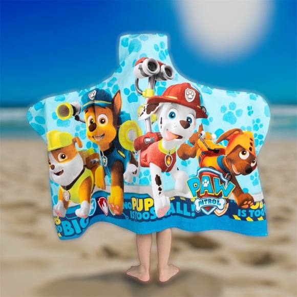 Franco Paw Patrol Blue Hooded Towel Wrap – 24” x 50” – 100% Cotton - Picture 3 of 10